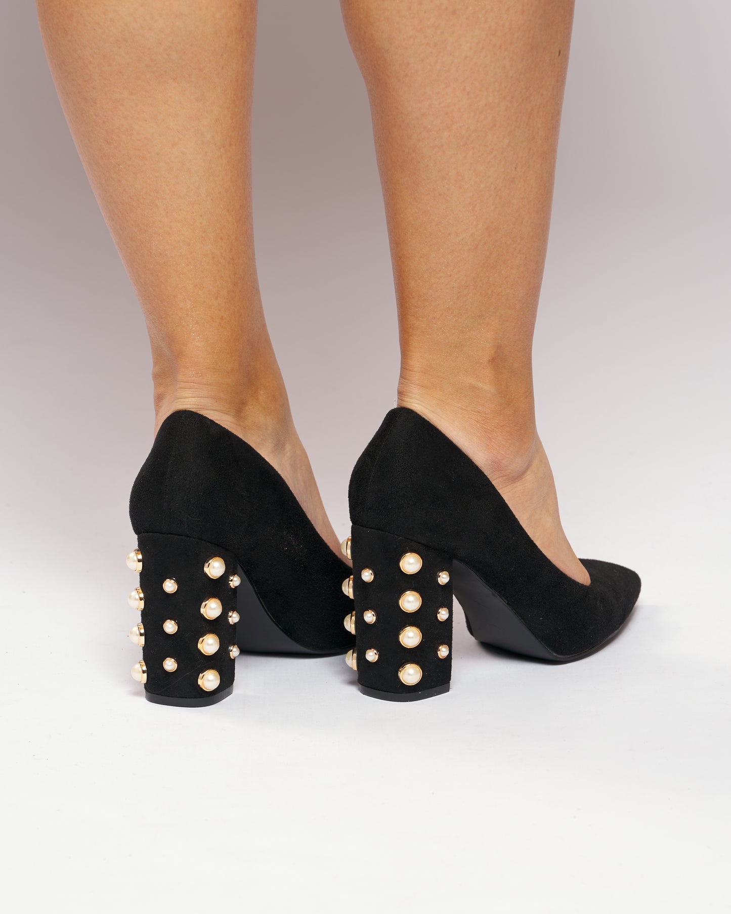Stilettos Tacon Cuadrado Semi Perla